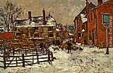 Henry John Yeend King A Village in the Snow painting